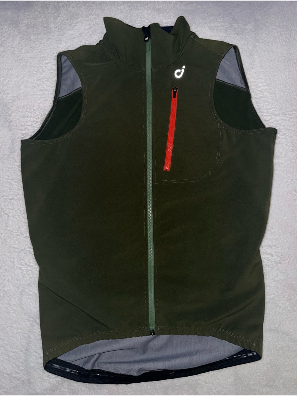 Mens Velocio Signature Softshell Cycling Vest Small Olive Green Road Bike Italy